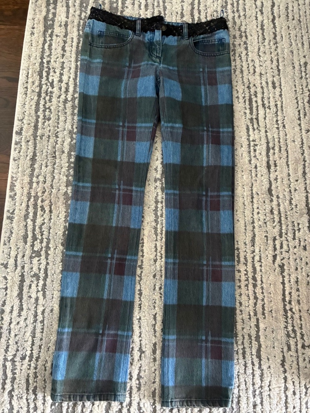 CHANEL Blue Denim Jeans with Embellished Waistband